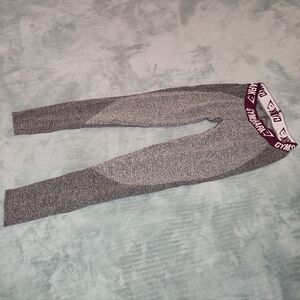 Gymshark Burgundy and Gray Leggings with Logo Detail